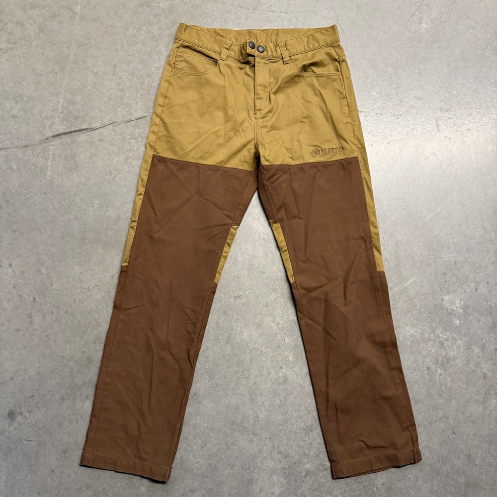 Beretta Upland Hunting Pants Mens Small Tan Brown Reinforced Field Canvas 3645
